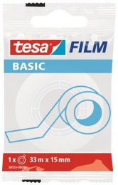 Ragasztószalag, írható, 15 mm x 33 m, TESA "Basic", átlátszó